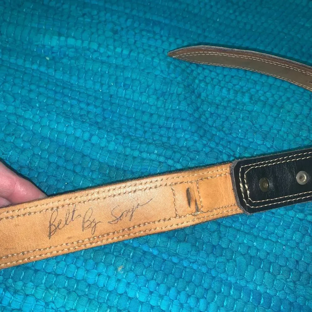 VINTAGE NATIVE ARTIST SONYA SIGNED BEADED LEATHER BELT W/ 